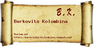 Berkovits Kolombina névjegykártya